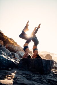 Headstand in the nature