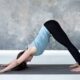 student in yoga class are doing facing down dog